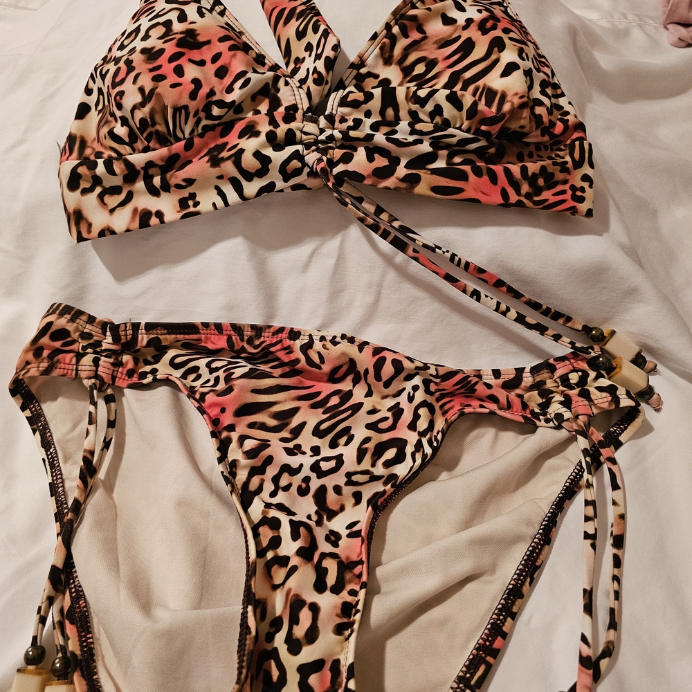 St. John Brown Bikini with Bold Leopard Print